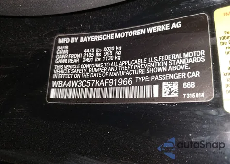 2019 BMW 430I из США, поврежденный, VIN WBA4W3C57KAF91966